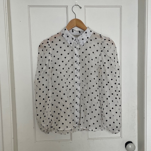stradivarius Tops - Stradivarius Black and White Polka Dot Blouse